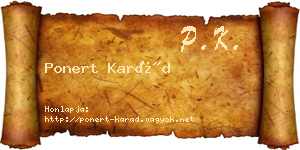 Ponert Karád névjegykártya